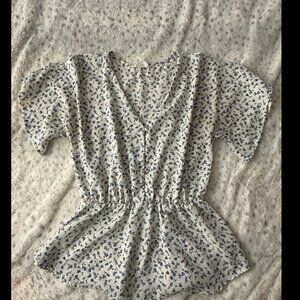 Sienna Sky Floral Peplum Blouse Cottagecore Prairie Top Size L